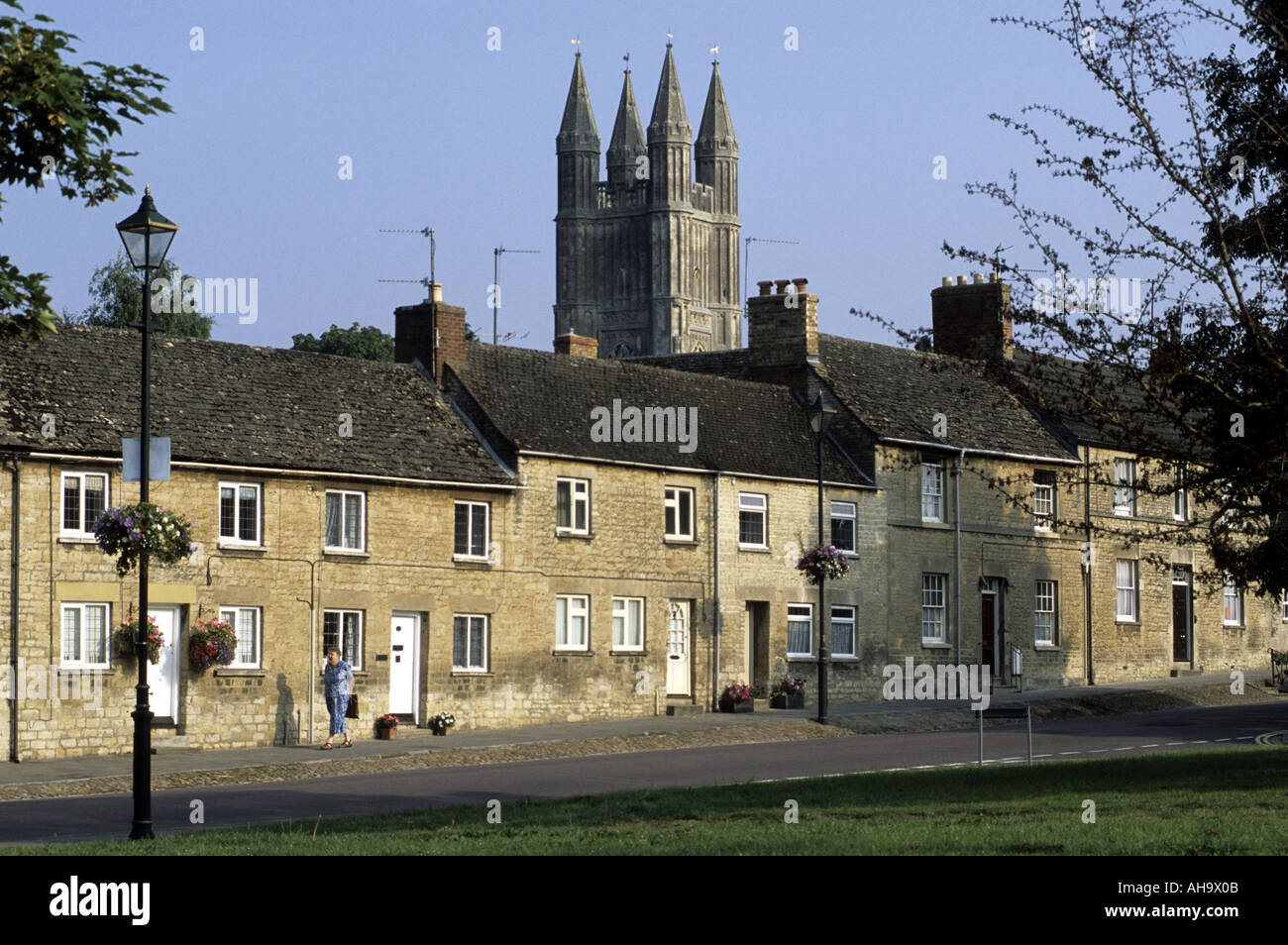 High Street and St. Sampson`s Church, Cricklade, Wiltshire, England, UK